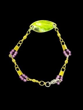NEW Handcrafted Fishing Lure Swivel & Bait Neon Beaded Bracelet. Measures 7in